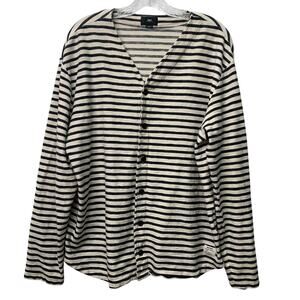 Obey Womens XL Black and White Striped Button Front Cardigan Long Sleeves
